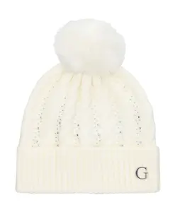 Вязаная шапка с помпоном Guess, белый