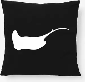 Подушка Huuraa, подарочная, силуэт ската, 40x40 см, с наполнителем из черного хлопка, декоративная в виде ската Hellweg Druckerei