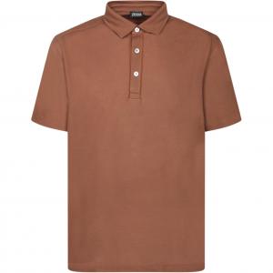Zegna Поло с короткими рукавами и полузастёжкой Ermenegildo Zegna, коричневый