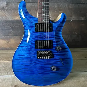PRS Wood Library Custom 24 с верхом Flame из дерева! Гриф из бразильской розового дерева! - Аквамарин 411446