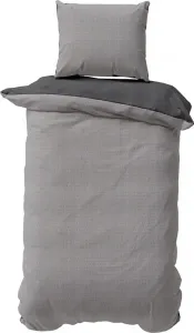 Постельное белье из сирсакера, однотонное, двусторонние летние пододеяльники из микрофибры, размер: комплект из 4 предметов 155x220 см, цвет: серый/антрацитовый One-Home