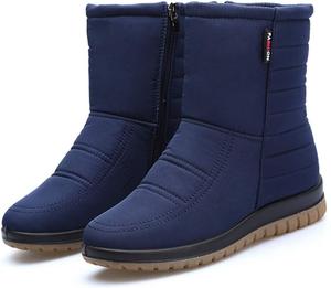 Женские ботинки-платформы ZSQBQ, зимние сапоги с плоской подошвой, водонепроницаемые, противоскользящие, с плюшевой подкладкой, до щиколотки, 43 Navy Blue