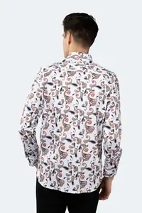 Белый и разноцветная рубашка с пейсли Luchiano Visconti, мультиколор