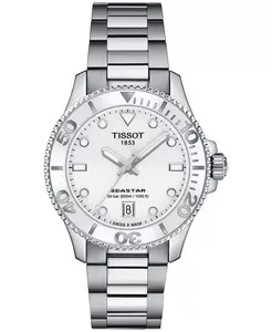 Унисекс-часы Seastar на стальном браслете серебристого цвета, 36 мм Tissot