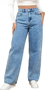 Женские джинсы прямые широкие High Waist с карманами