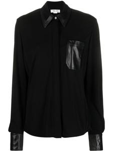 Victoria Beckham рубашка с кожаными вставками, черный