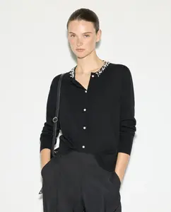 Жакет гладкий с вырезом на шее для женщин Woman El Corte Inglés, черный