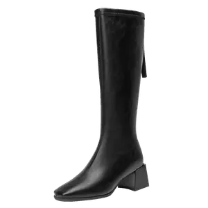 GUDIANFENGDU Высокие сапоги женские с коричневой флисовой подкладкой, цвет Brown (Fleece-Lined)