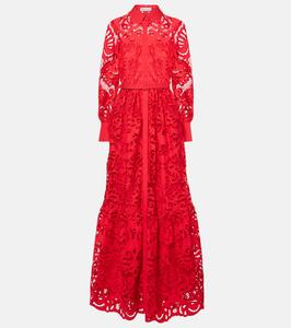 Платье из хлопкового кружева Self-Portrait, красный