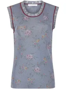 Топ с цветочным принтом Rabanne, синий