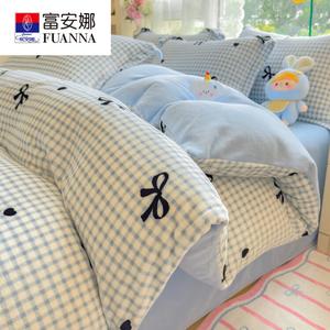 Fuanna Пододеяльник 180х220 см, зимний молочный вельвет, двусторонний флис, цвет Butterfly Bow Blue