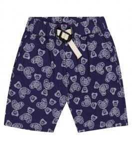 Хлопковые шорты с принтом Palm Angels Kids, Navy Blue White