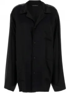 Атласная рубашка BALENCIAGA, черный
