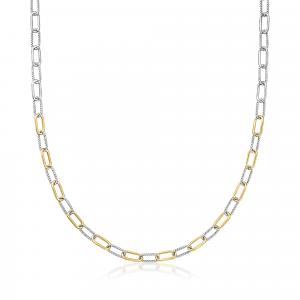 Ожерелье RS Pure от Ross-Simons из 18-каратного золота и стерлингового серебра в форме витой скрепки Rs Pure, 16 In