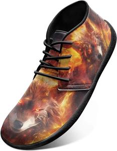 Кроссовки для трейлраннинга с животным принтом для мужчин, широкая носочная часть, ботинки с тигровым дизайном, минималистичные кроссовки Chririnla, Fire Wolf Face