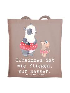 Mr. & Mrs. Panda Сумка-шоппер "Плавай как мухи" с надписью пастельно-коричневого цвета