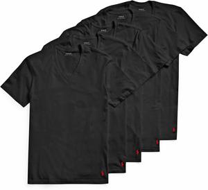 Набор классических хлопковых футболок Polo Ralph Lauren с V-образным вырезом, 5 шт, черный
