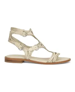 Перфорированные кожаные сандалии цвета слоновой кости Ash, бежевый