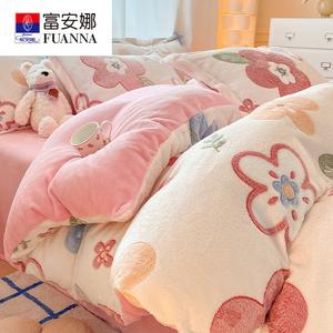 Fuanna Комплект постельного белья из 4 предметов (простыня 180 см, пододеяльник 200х230 см), фланель, цвет Huakai Fugui, утепленный, без ворса и статики