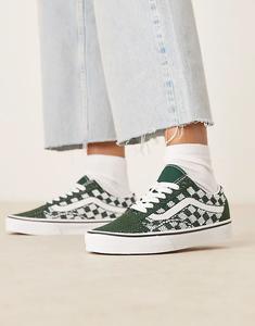 Кроссовки Vans Old Skool EK с вязаным верхом в зелёную клетку