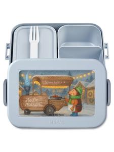 Mr. & Mrs. Panda Ланчбокс с изображением ежика каштанового цвета, выполненный в пастельно-голубых тонах