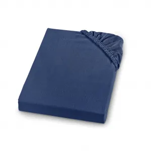 Простыня на резинке из тонкой фланели, 200 х 200 см, темно-синяя, 100% хлопок, для матрасов высотой до 23 см, для сна sleepling