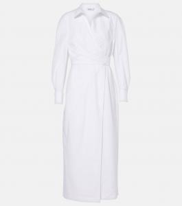 Платье-халат из хлопчатобумажной саржи Max Mara, Bianco Ottico