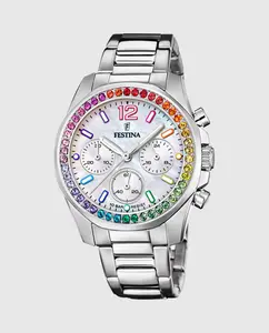 F20606/2 Женские часы Boyfriend из серебряной стали Festina, серебряный