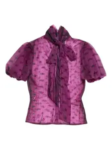 Топ с пышными рукавами и принтом в виде звезд Acne Studios, фиолетовый