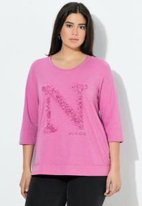 Топ Ulla Popken TEXTURED LETTERING 3/4 SLEEVE , Dark Pink/Light Pink