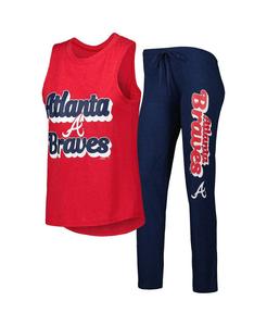 Женский темно-синий, красный комплект для сна Atlanta Braves Wordmark Meter Muscle без рукавов и брюк Concepts Sport