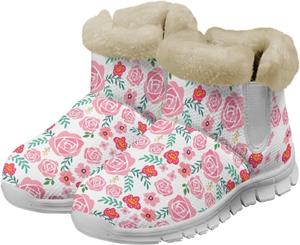 Женские ботинки на осень-зиму с утепленной флисовой подкладкой, амортизирующей стелькой из памяти формы, зимние нескользящие теплые ботинки Glomenade, Hippie Retro Flowers