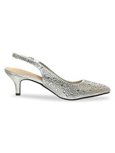 Туфли с ремешком на пятке, украшенные ониксом Ninety Union, серебро