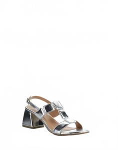 Серебряные блестящие босоножки на ремешках Glow BOS & CO