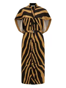 Твиловое платье мини с поясом Ferragamo, коричневый