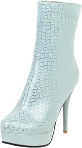 Женские зимние ботинки на шпильке с лакированной поверхностью для вечеринок Renessmi, Blue