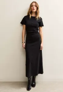 Платье миди из джерси с присборенными краями New Look, Black