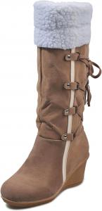 Женские высокие зимние сапоги Ladmiple с искусственным мехом, средней длины, на каждый день, удобные и теплые, Khaki