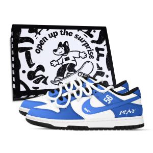 Nike Dunk Playful Pattern, устойчивые к истиранию низкие скейтборд-кроссовки Unisex Blue White