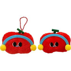 Оригинальный подвесной кукольный брелок с котенком и щенком таксой в виде яблока, 7 см Dolls and bears dance, Apple Headphone Plush Toy-Pendant+Brooch