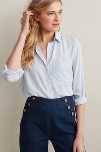 Элегантная сине-белая рубашка с длинными рукавами и полосатым узором Next, синий