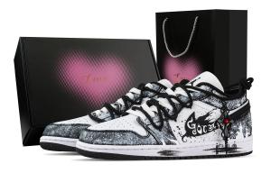 Jordan Air 1 Ghost Castle, Heart Box низкие винтажные баскетбольные кроссовки Unisex Black White