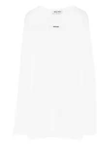 Мини-платье с хлопковой нашивкой Miu Miu, белый