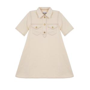 GANNI FW24 Платье с коротким рукавом женское бежевое