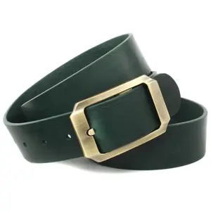 Кожаный ремень Anthoni Crown с застежкой цвета латуни, зеленый