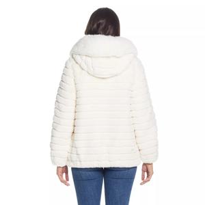 Женская куртка из искусственного меха с капюшоном и желобками Gallery, черный