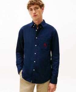 Рубашка с начесом из оксфордской ткани с гербом и карманом