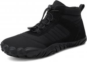 Босоножки для женщин и мужчин, походы босиком, нейропатия, противоскользящие и водонепроницаемые зимние босоножки, обувь с нулевым перепадом, минималистичные походные ботинки с широкой носочной частью и снегозащитные ботинки для щиколотки KVOTUU, Black