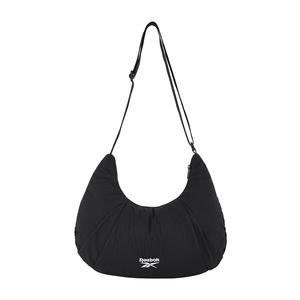 Сумка через плечо из ткани, кроссбод, полумесяц среднего размера женская черная/экрю/зеленая Reebok