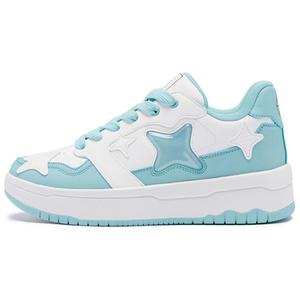 Женские противоскользящие кедры для скейтбординга бело-голубые QIAODAN, цвет слоновая кость/лазурный